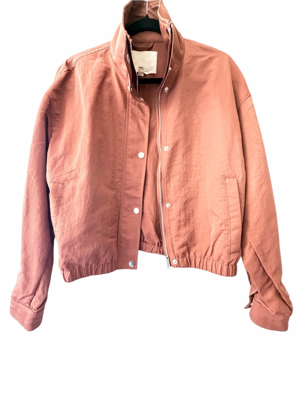 Pilcro Cohen Nylon Funnel Neck Bomber Jacket in Cocoa Size S - Picture 5 of 9
